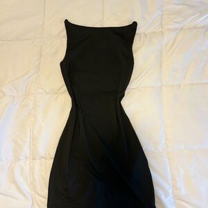 Black Boat Neck Mini Dress